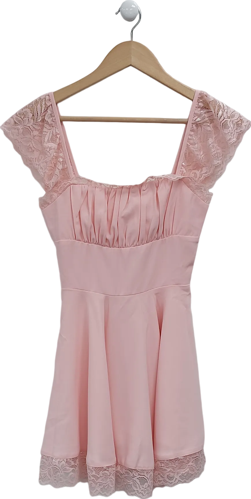 Fashion Nova Pink Lace Trimmed Mini Dress UK XS