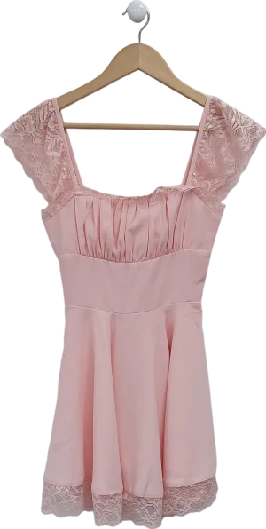 Fashion Nova Pink Lace Trimmed Mini Dress UK XS