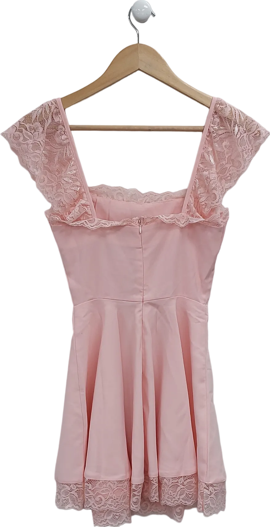 Fashion Nova Pink Lace Trimmed Mini Dress UK XS