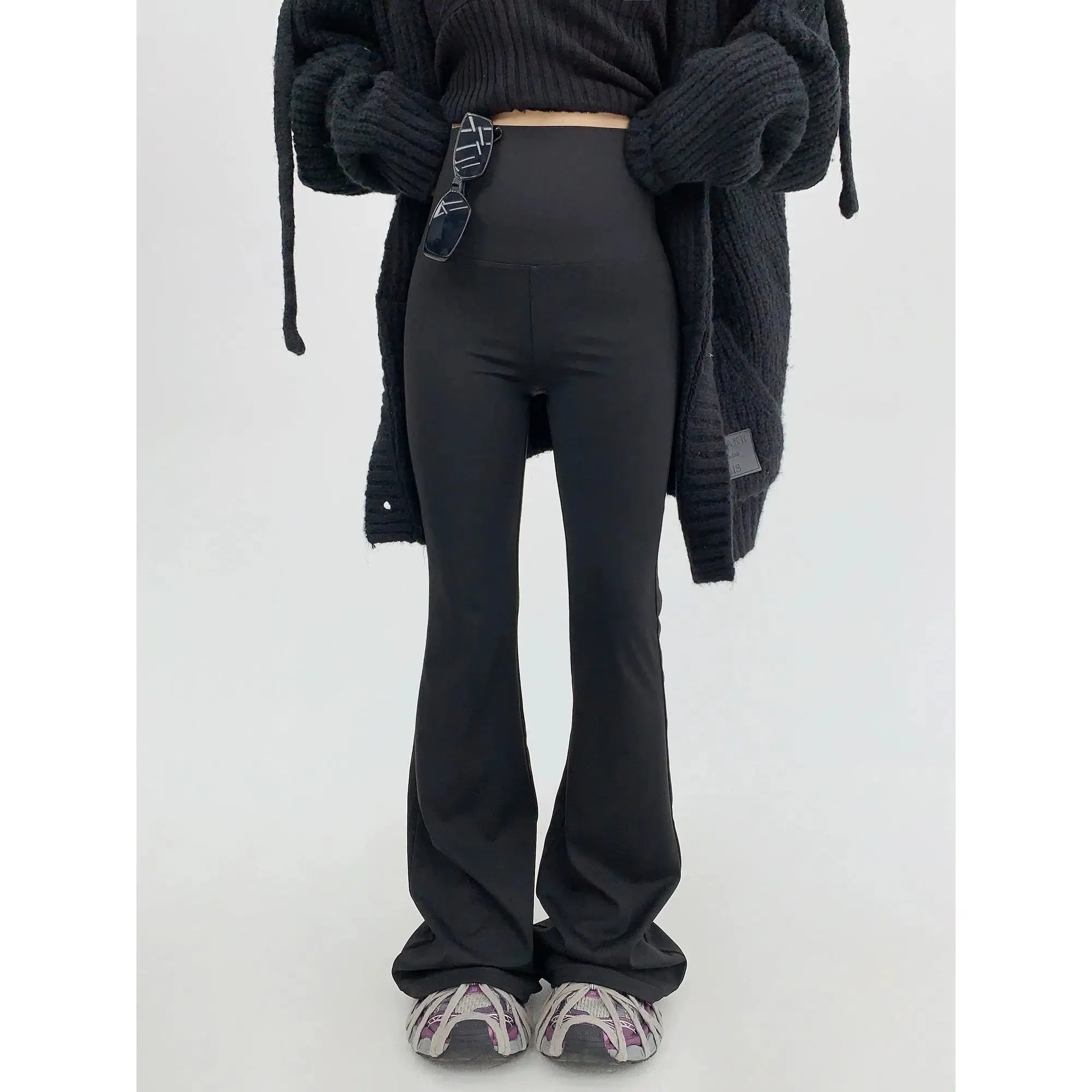 Flared High-Waist Casual Pants