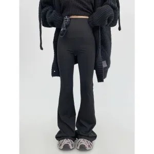 Flared High-Waist Casual Pants