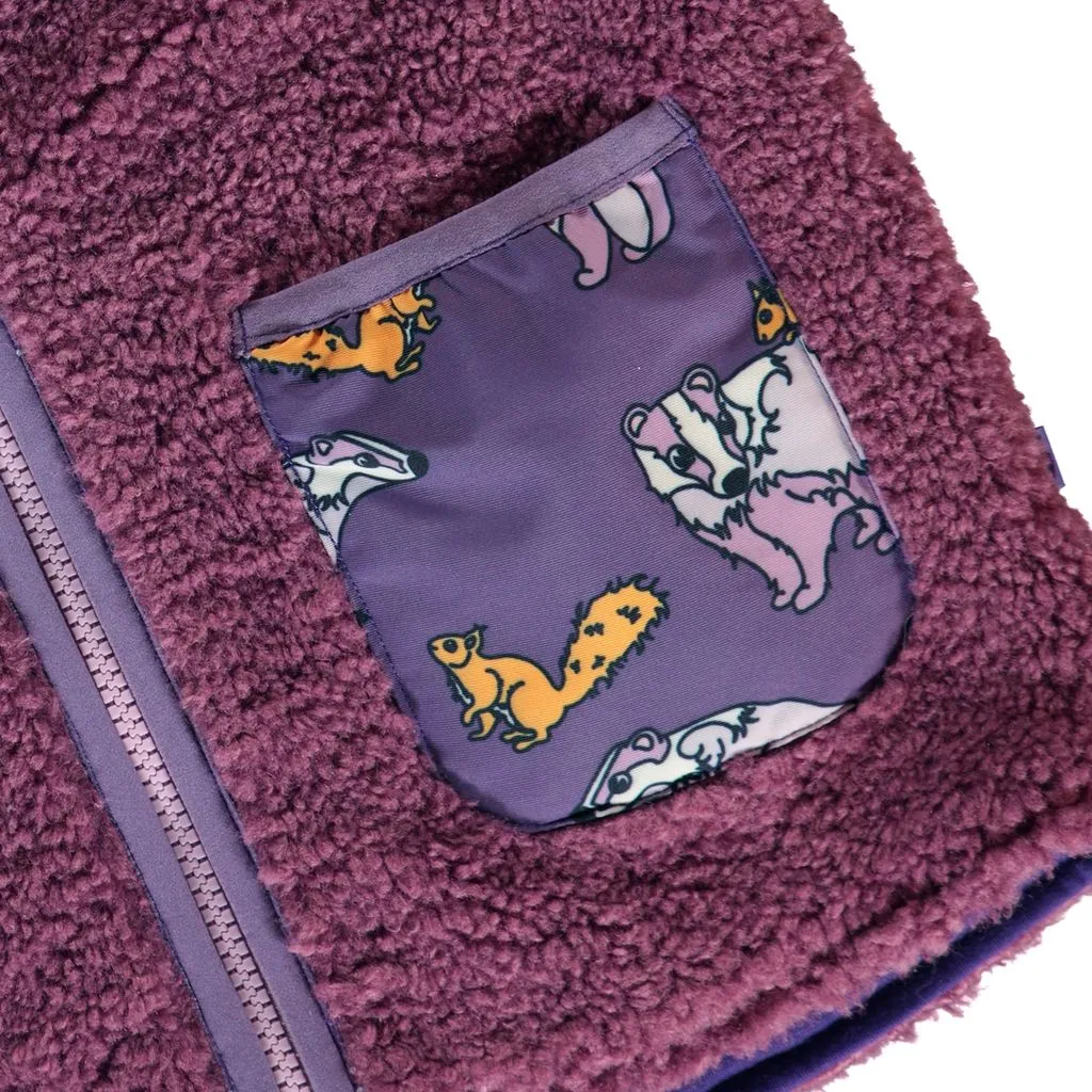 Fleece Badger and Squirrel Vest in Loganberry - 1 Left Size 2-3 years