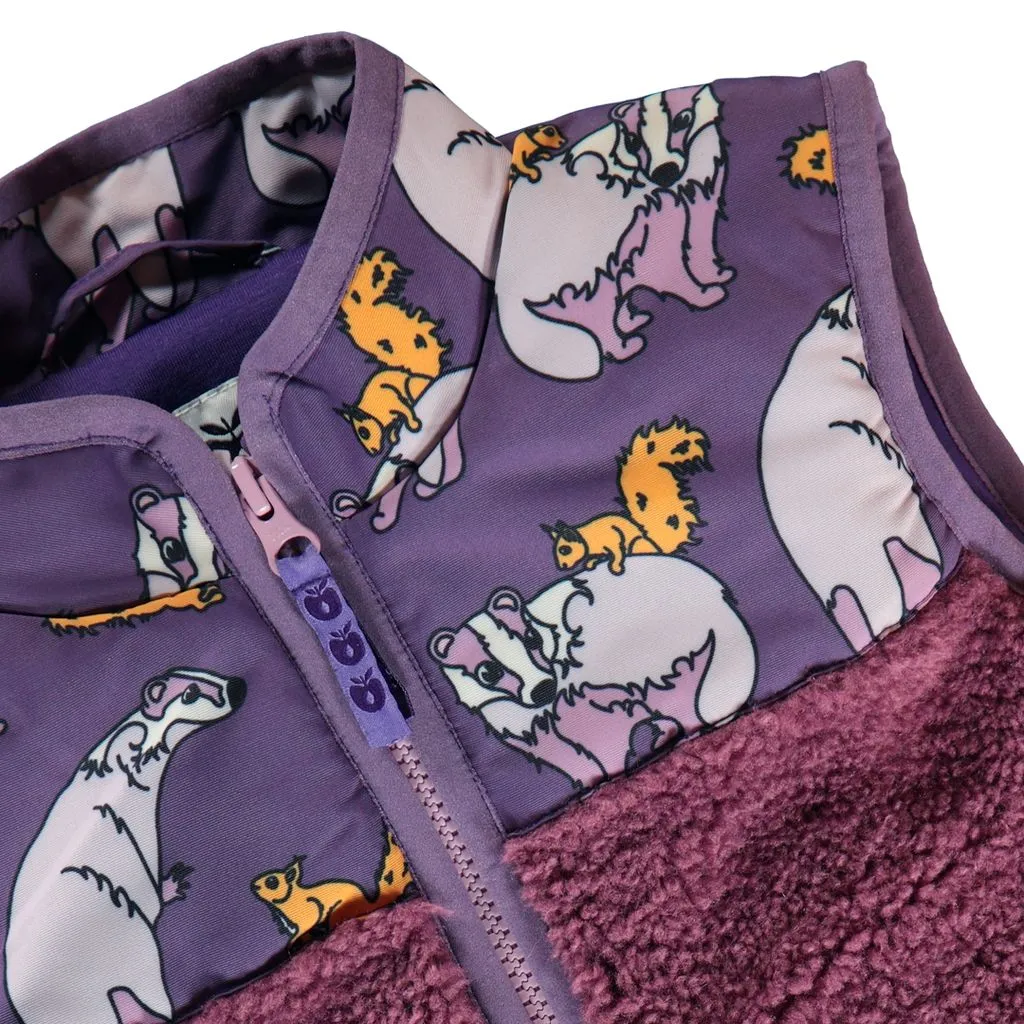 Fleece Badger and Squirrel Vest in Loganberry - 1 Left Size 2-3 years
