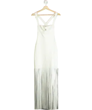 Galvan Diana fringe-trimmed knit midi dress UK S