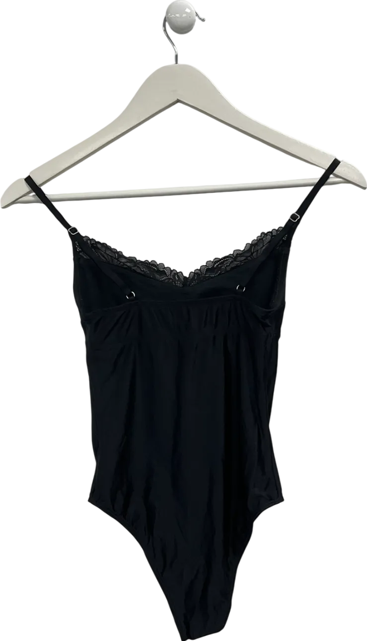 Gilly Hicks Black Lace Trimmed Bodysuit UK XS