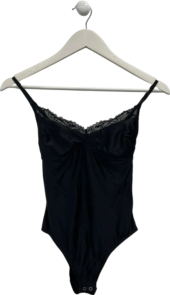 Gilly Hicks Black Lace Trimmed Bodysuit UK XS