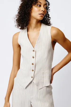 Grace Vest - Khaki Stripe
