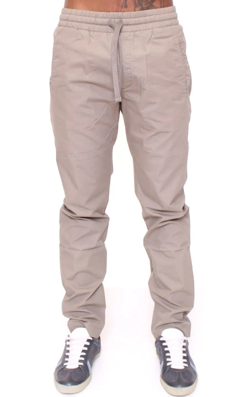 Gray Regular Fit Cotton Pants