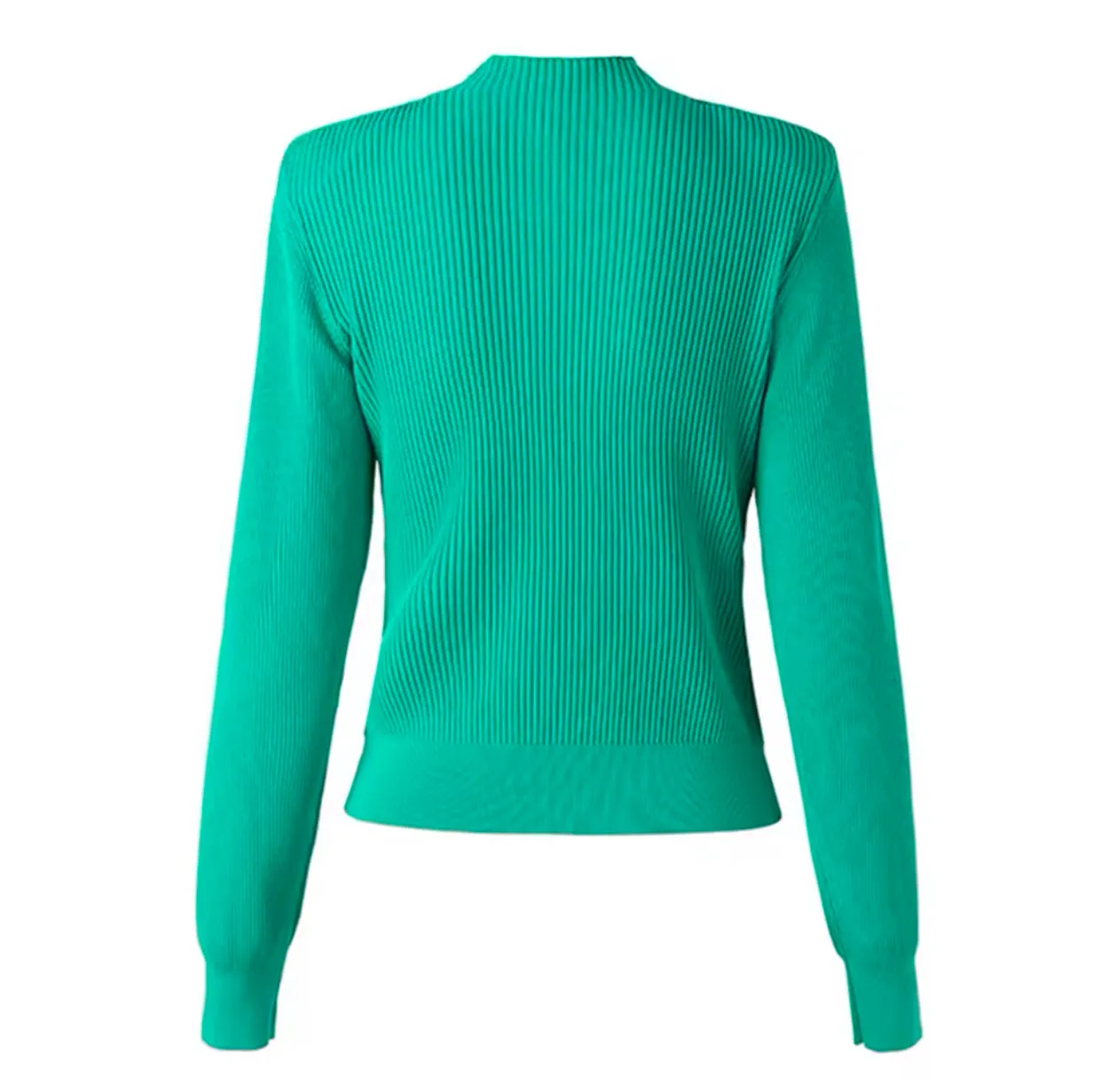 Green Knitwear Embellished Gold Buttons Top