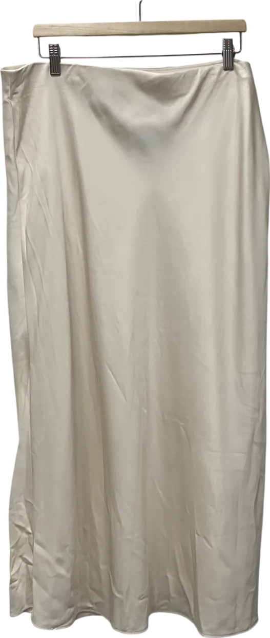 H&M White Satin Maxi Skirt UK XL