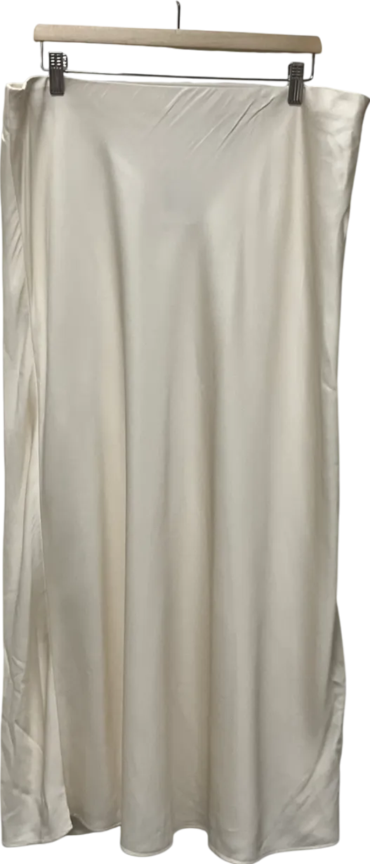 H&M White Satin Maxi Skirt UK XL