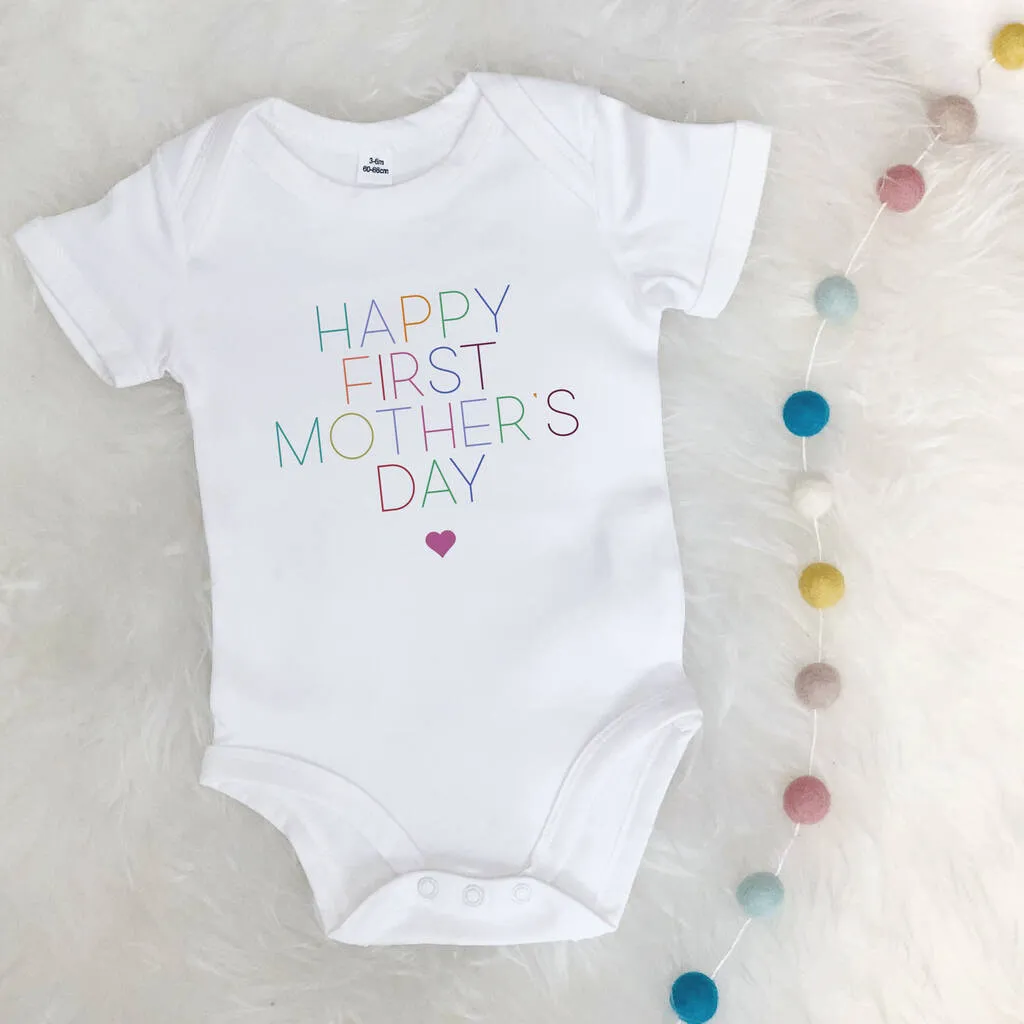 Happy First Mother's Day Babygrow In Pastel Colours