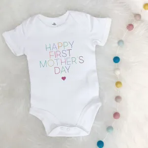 Happy First Mother's Day Babygrow In Pastel Colours