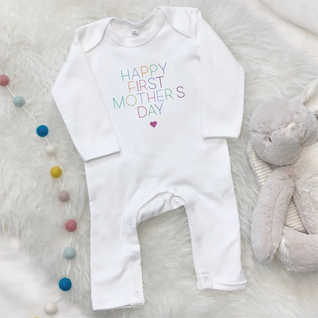 Happy First Mother's Day Babygrow In Pastel Colours