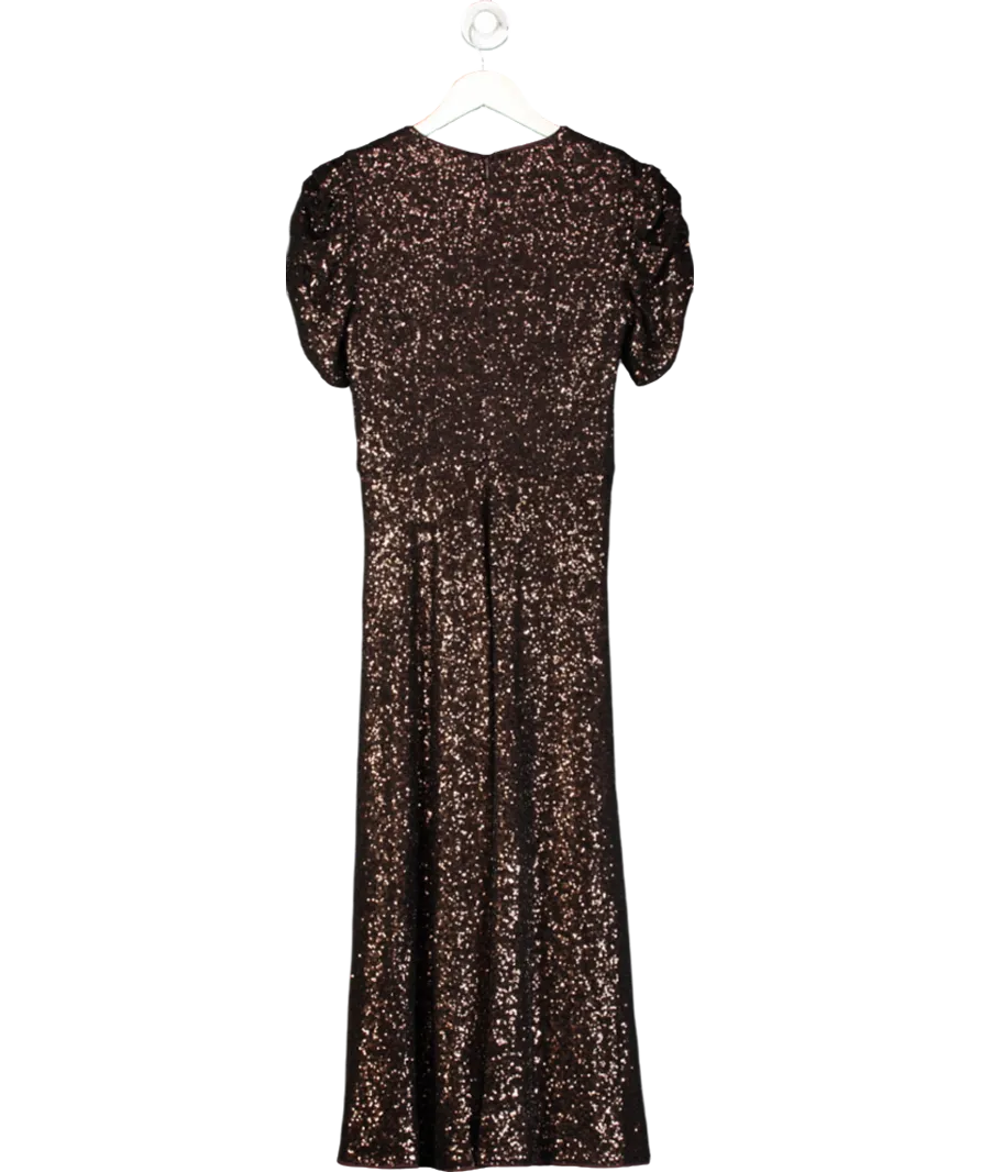 Hobbs Brown Eltham Sequin Dress UK 6