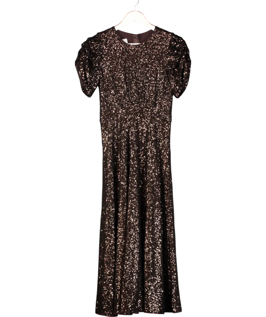 Hobbs Brown Eltham Sequin Dress UK 6
