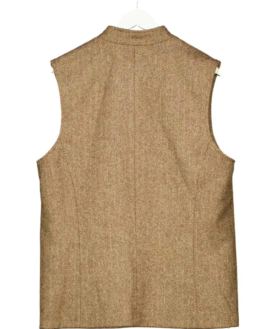 Holland Cooper Brown Nehru Large Scale Herringbone Gilet UK M