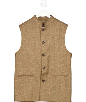 Holland Cooper Brown Nehru Large Scale Herringbone Gilet UK M