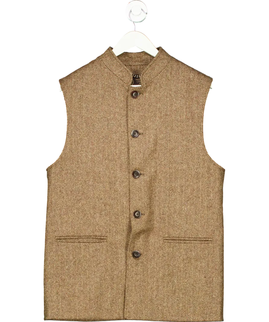 Holland Cooper Brown Nehru Large Scale Herringbone Gilet UK M