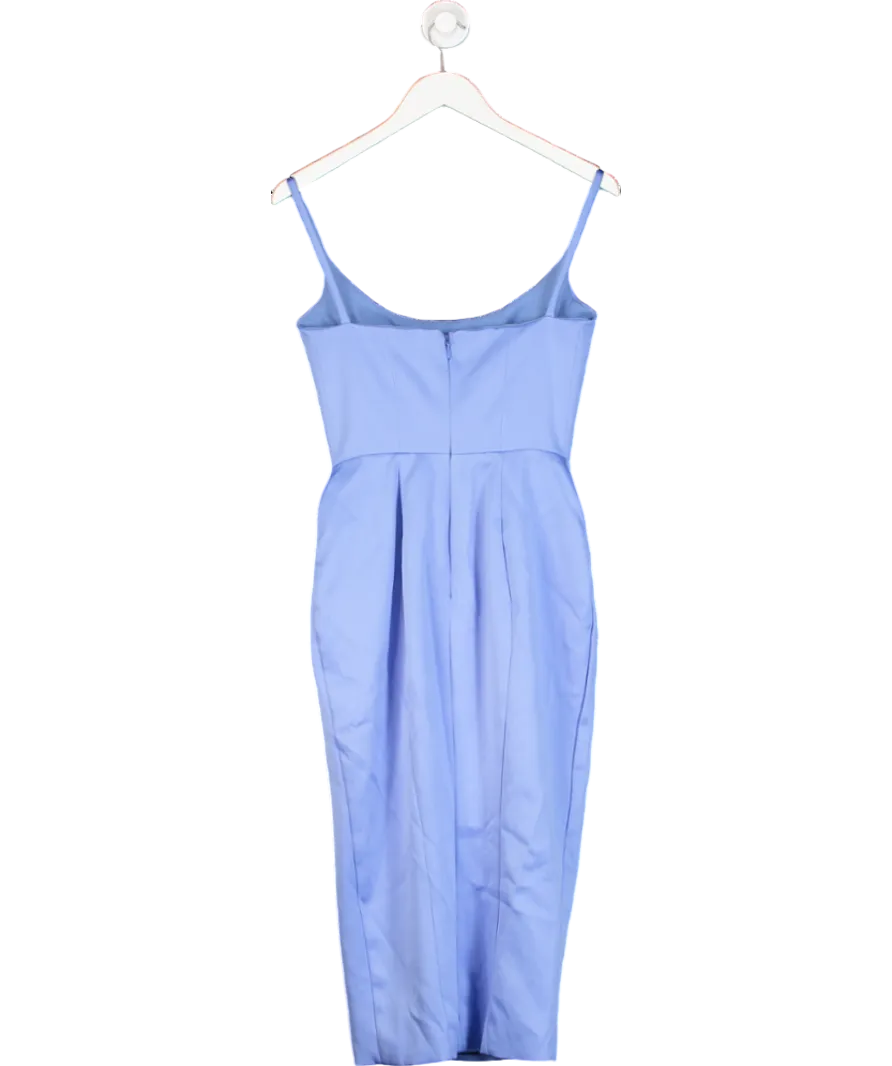 House of CB Casimira Cornflower Blue Satin Corset Midi Dress UK S