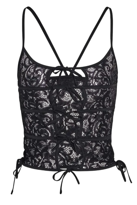 I AM GIA Lysandra Black Lace Top UK M