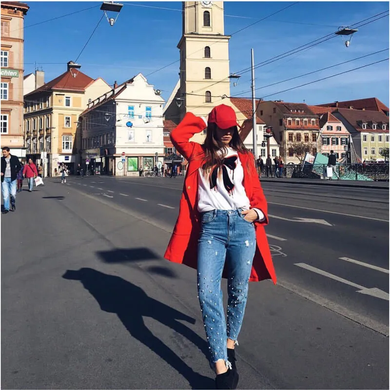Irregularity Tassel Women's Jeans Straight Pants Slim High Waist Jeans
