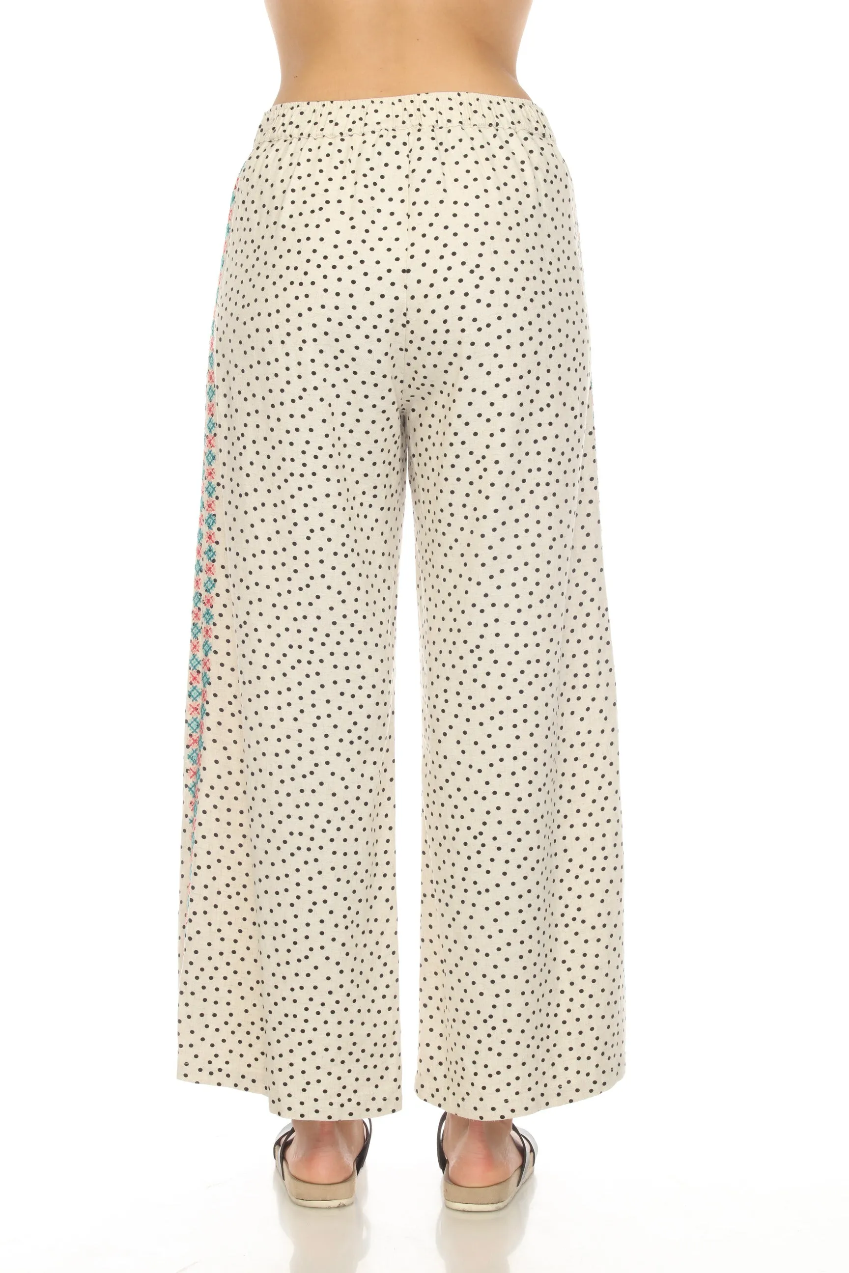 Johnny Was JWLA Akira Polka Dot High Slit Wide Leg Pants Boho Chic J67423