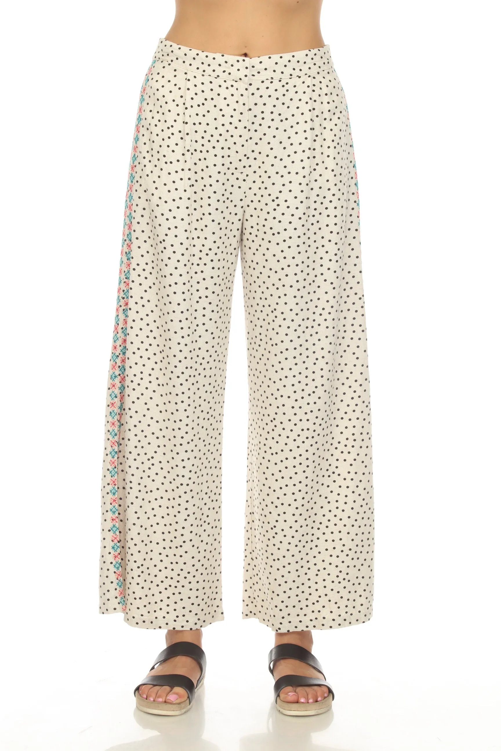Johnny Was JWLA Akira Polka Dot High Slit Wide Leg Pants Boho Chic J67423