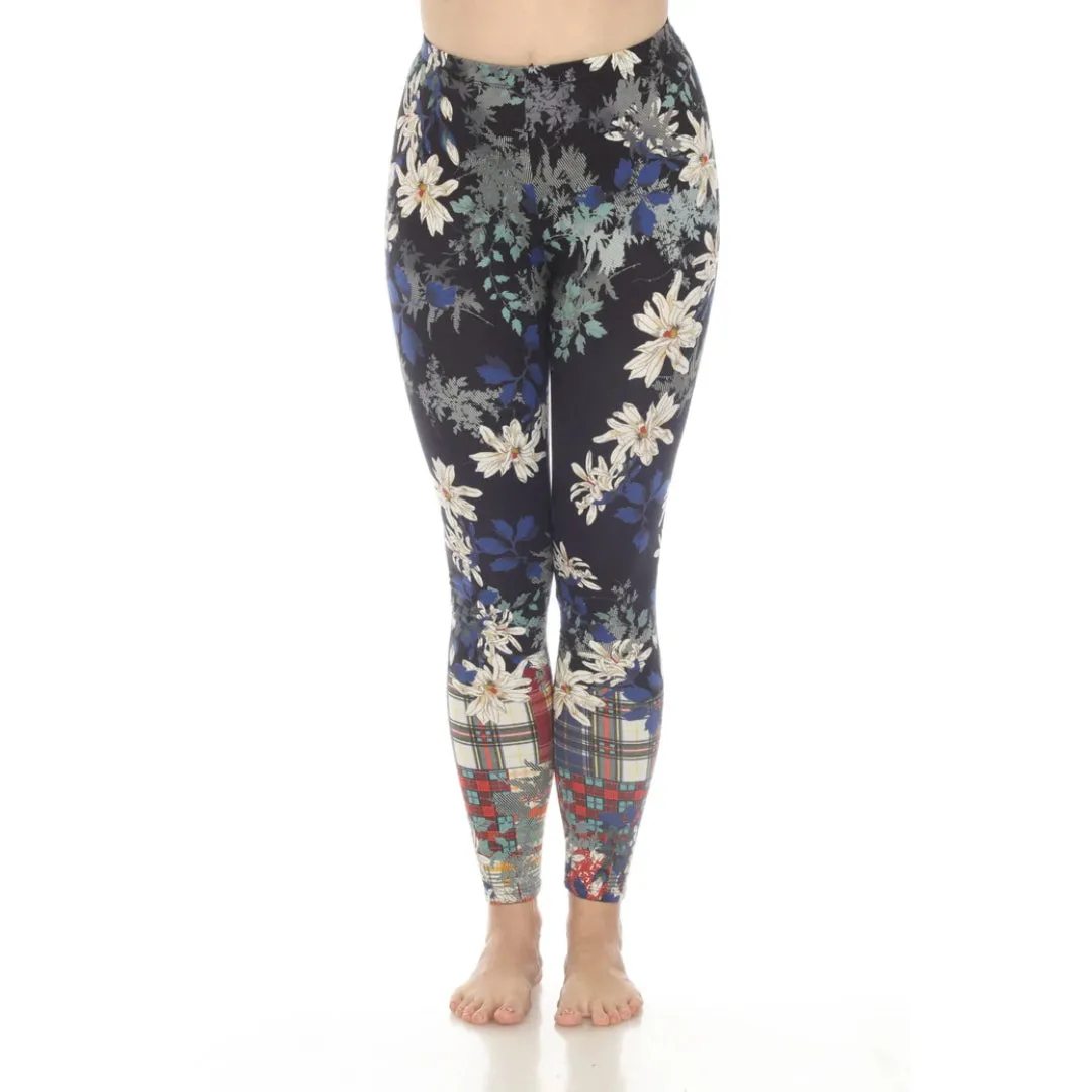 Johnny Was Ona Legging Pants Flowers Cotton Floral Leggings Dark Blue Large NEW