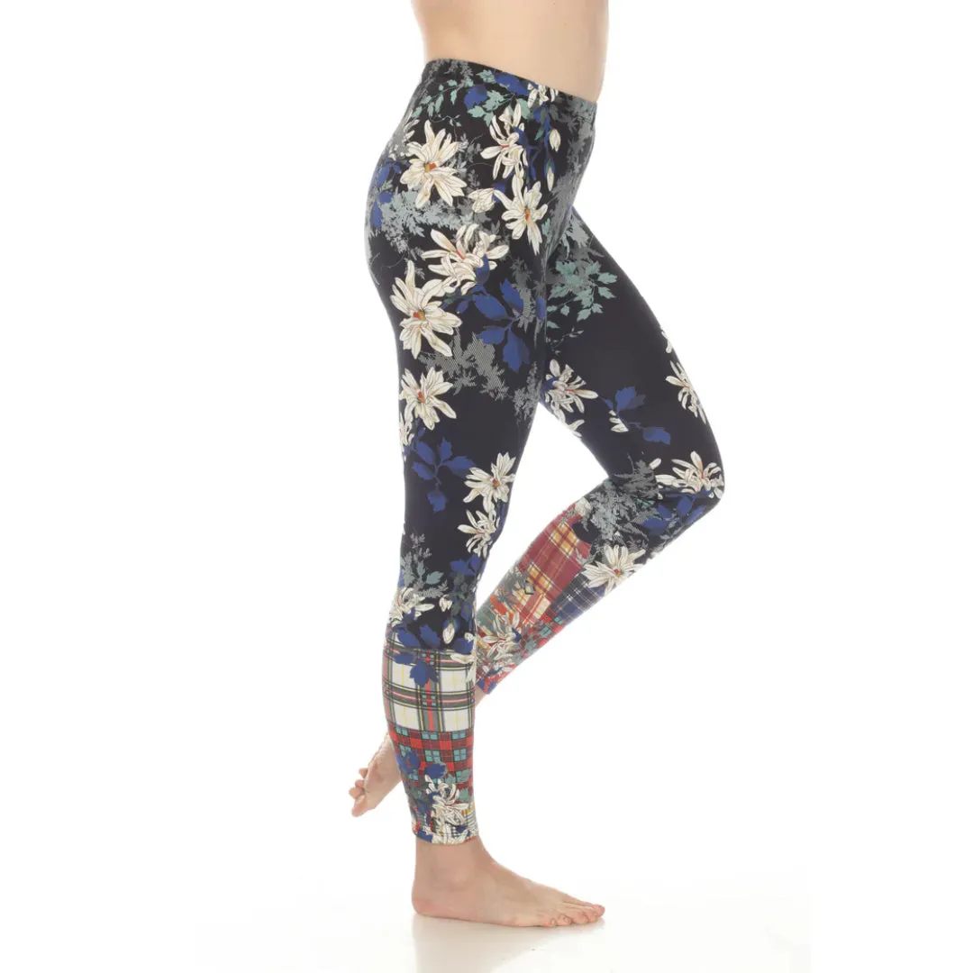 Johnny Was Ona Legging Pants Flowers Cotton Floral Leggings Dark Blue Large NEW