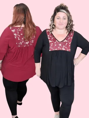 Jordan Floral Inset 3/4 Sleeve Flowy Top