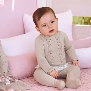 Juliana Girls Beige Knitted 3 Piece Set