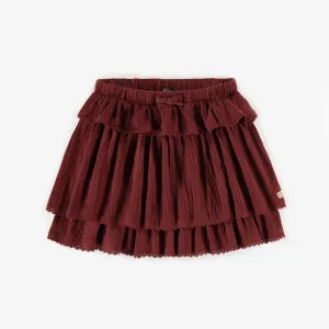 Jupe rouille en mousseline à volants étagés, enfant || Rust skirt in muslin with tiered ruffles, child