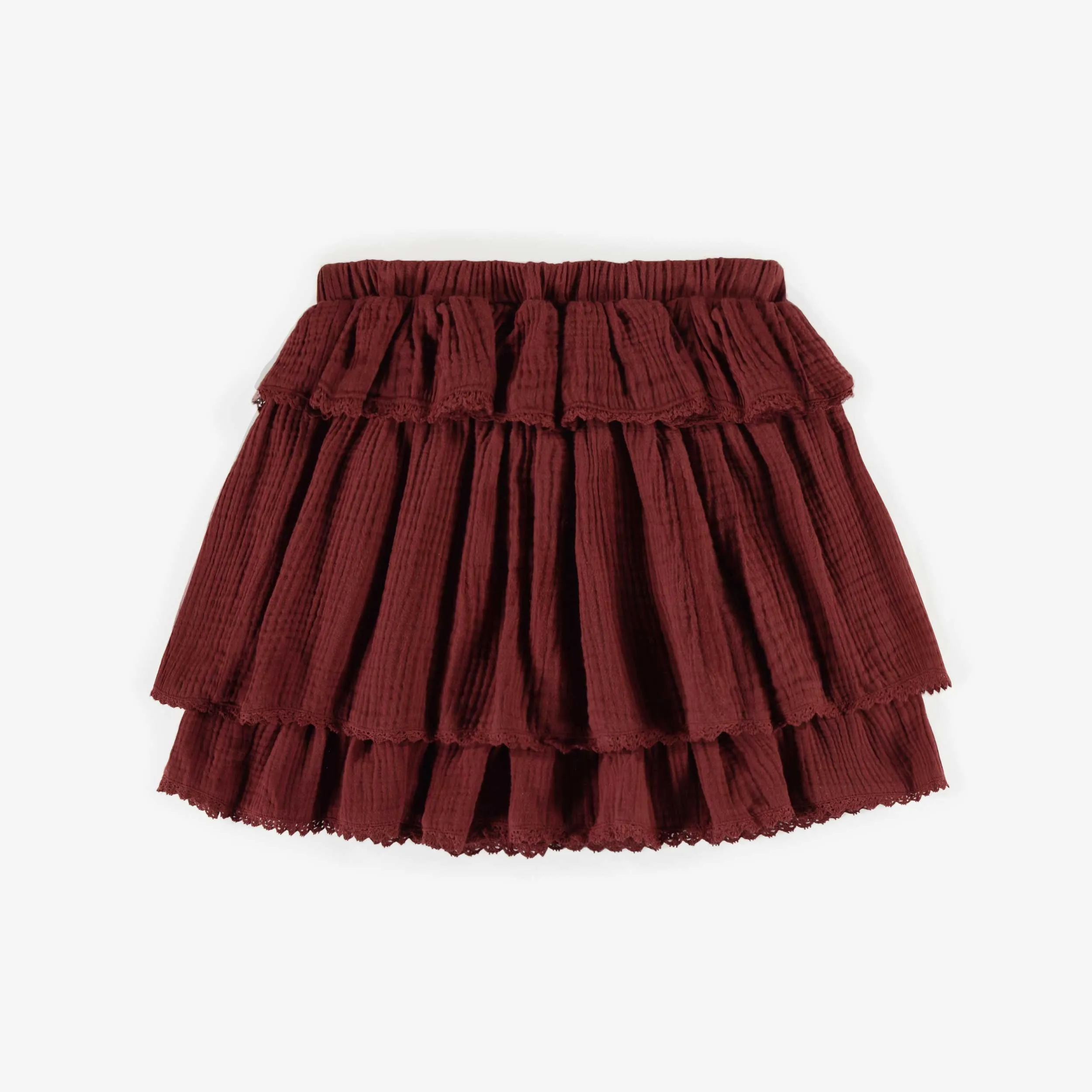 Jupe rouille en mousseline à volants étagés, enfant || Rust skirt in muslin with tiered ruffles, child