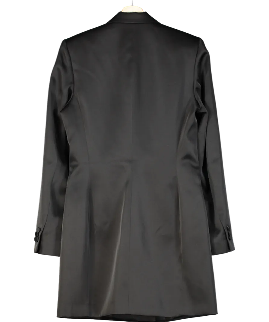 Karen Millen Black Structured Viscose Satin Tailored Double Breast Jacket UK 10