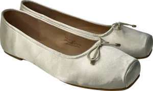 Karen Millen Cream Square Toe Satin Ballerina UK 5 EU 38 👠
