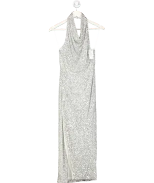 Karen Millen Metallic Jersey Sequin Cowl Neck Midi Dress UK XS