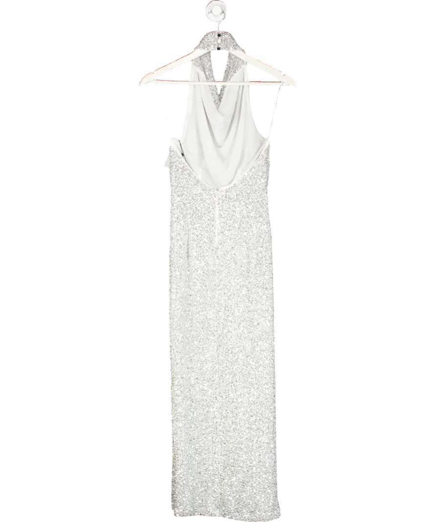 Karen Millen Metallic Jersey Sequin Cowl Neck Midi Dress UK XS