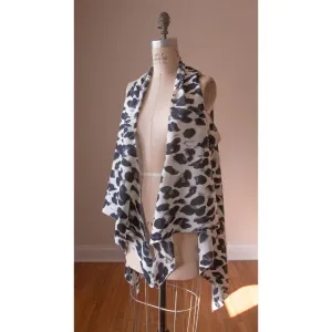 Leopard Print Gray Kimono Vest