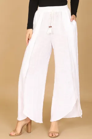 LINEN TASSEL TIE TULIP PANTS
