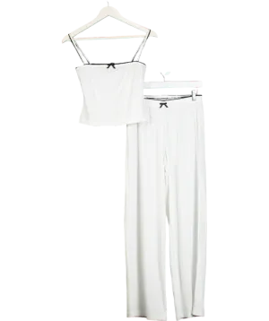 Lounge Underwear White Pointelle Pyjama Set UK S