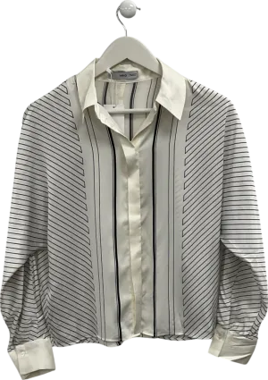 MANGO Cream Striped Satin Shirt UK XS