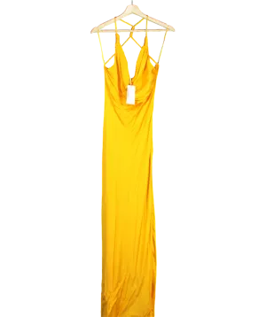 MANGO Orange Draped Neck Satin Cowl Dress UK S