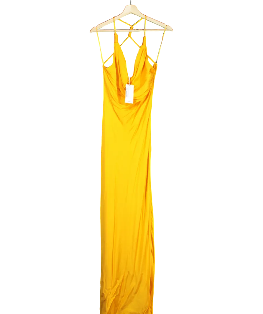 MANGO Orange Draped Neck Satin Cowl Dress UK S