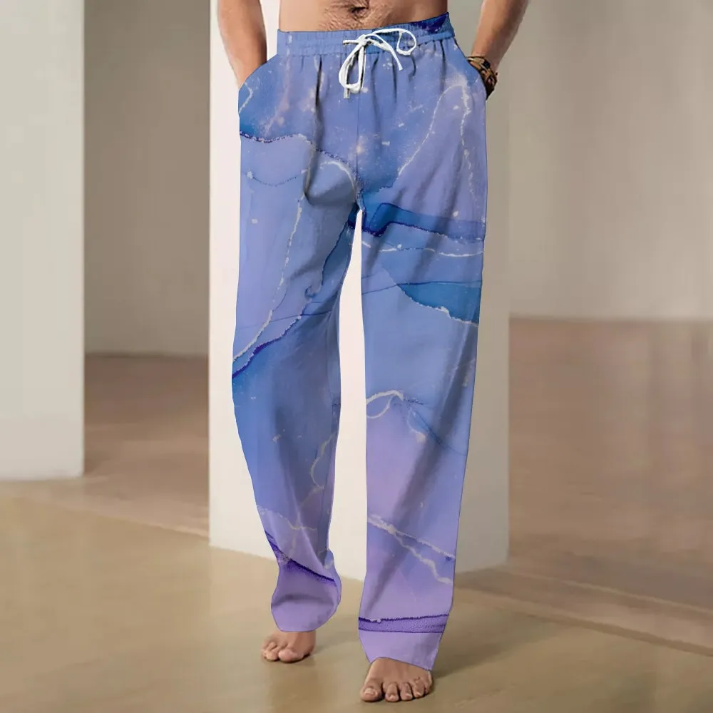 Men's Casual Marble Print Pattern Pants 2411000719