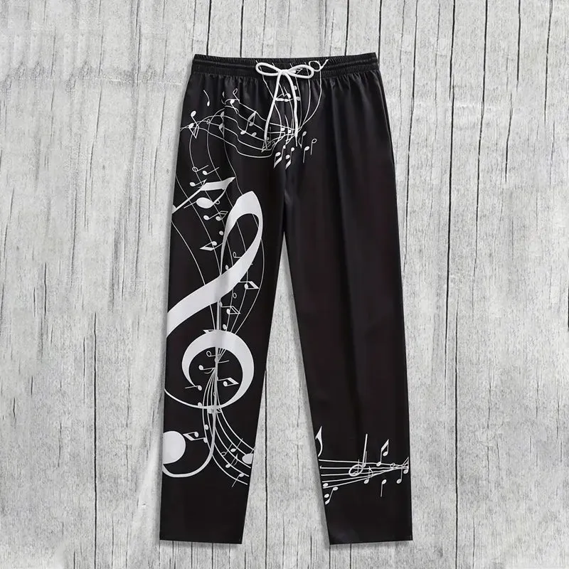 Men's Casual Music Note Print Track Pants
