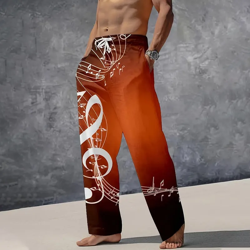 Men's Casual Music Note Print Track Pants