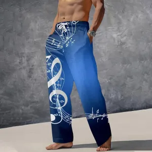 Men's Casual Music Note Print Track Pants