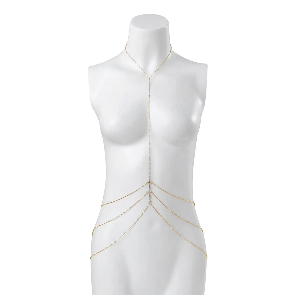 Minimalist Layered Rhinestone Body Chain Necklace