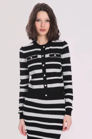 Minnie Rose Viscose Lace Stripe Cardigan